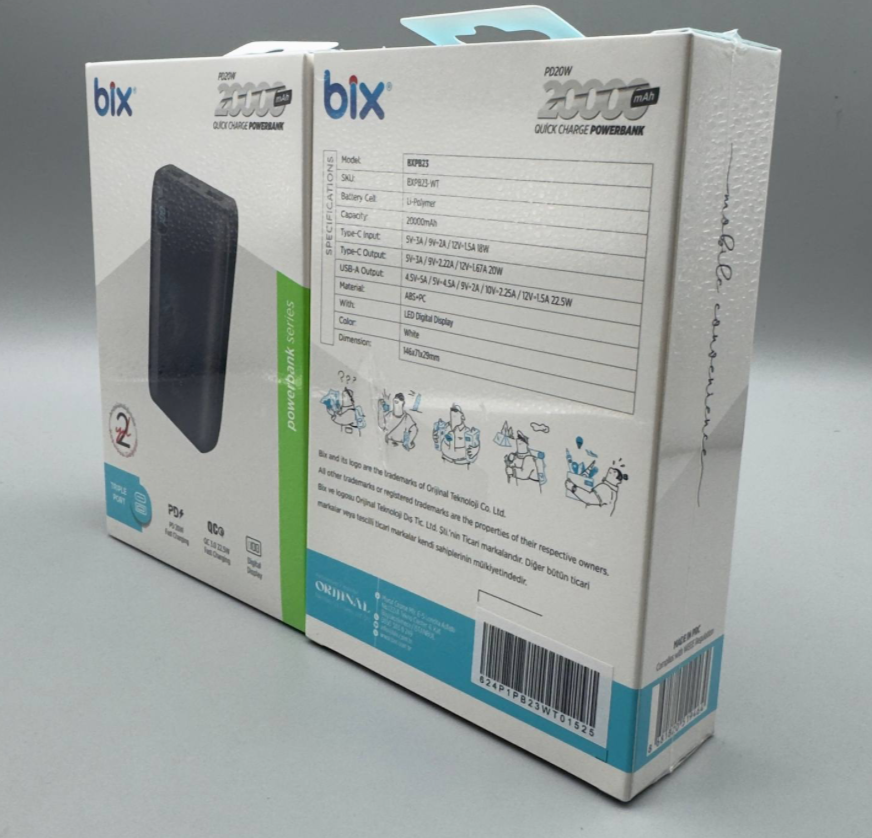 Power Bank 20000mAh, 2 USB выхода и вход Micro-USB